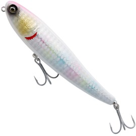 Savage Gear Bullet Mullet – Premium Walking Lure for Saltwater and Freshwater Anglers, Ultra-Long Cast Design, Discreet Rattle, Ideal for Sea Bass, Pike, & More White Candy Loose Scales 11.2 cm