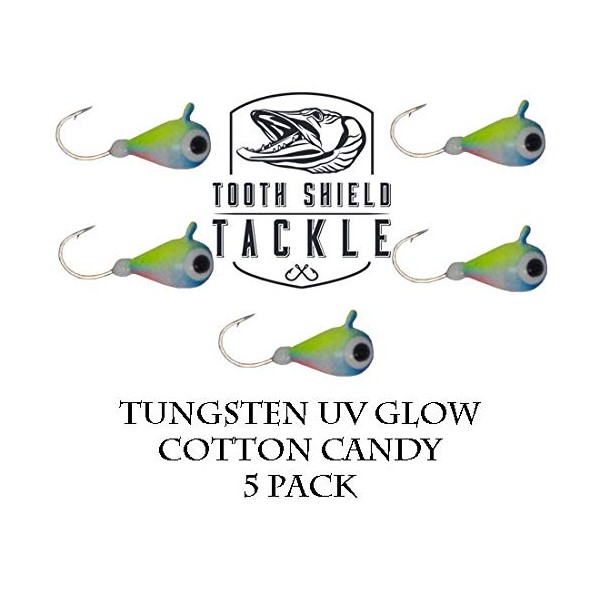 Tooth Shield Tackle UV Glow Tungsten Ice Fishing Jigs 5-Pack