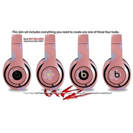 Skin Decal Wrap Works with Beats Studio 2 and 3 Wired and Wireless Headphones Pastel Flowers on Pink Skin Only Headphones NOT Included