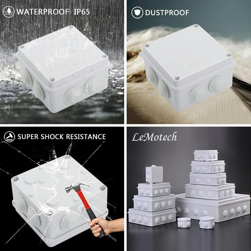LeMotech ABS Plastic Dustproof Waterproof IP65 Junction Box Universal Electrical
