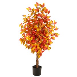 Nearly Natural 4ft. Autumn Ficus Artificial Fall Tree