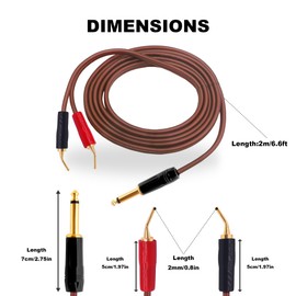 YARCHONN 1/4 TS to Banana Pin Type Plug Speaker Cable Wire, 6.35mm Mono to Banana 2mm Pin Type Connector Adapter Audiophile OFC HiFi Speaker Audio Cord for Amplifier Subwoofer Audio System -6.6FT/2M