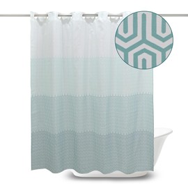 YIAOYAU No Hook Shower Curtain, Water-Repellent Fabric Easy Hang Shower Curtain for Bathroom, Machine-Washable (78.5x78.5 inch), Abstract Cloud Theme, Ombre Light Blue Teal Colors