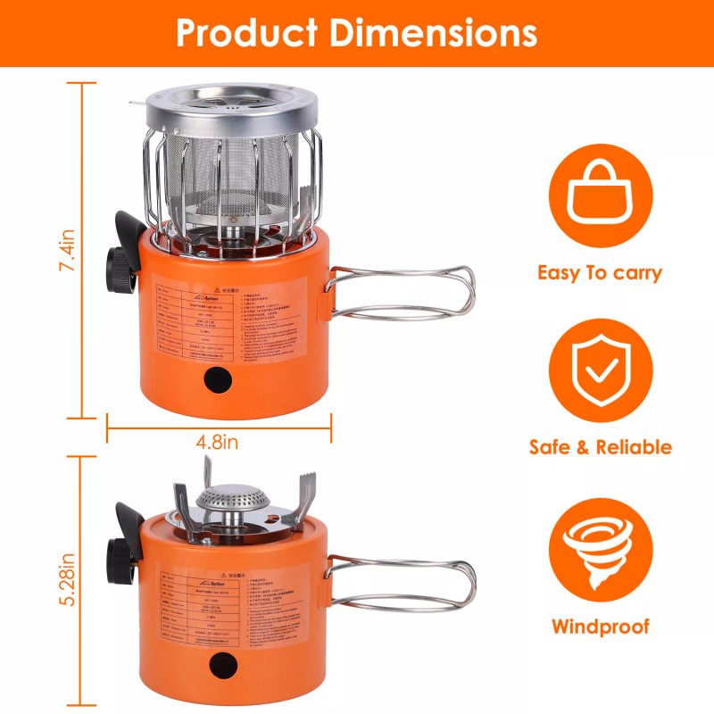 APG 2000W 2 In 1 Camping Stove Tent Heater Gas