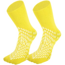 HCS Hospital Socks, X-Large (6 Pairs) - Unique 360 Tread - Non Slip Socks for Elderly, Fall Risk Patient Slippers - Non Skid Socks for Seniors - XL Hospital Socks with Grips for Women & Men
