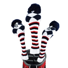 Hauni Stripes Knitted Golf Club Head Covers 3 Piece Set 1 3 5 Driver and Fairway HeadCovers Fits 460cc Drivers…