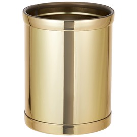 Kraftware Mylar Round Waste Basket, 11", Polished Brass Color