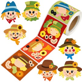 Ceiba Tree Fall Scarecrow Sticker for Kids Make Your Own Scarecrow Shaped Decals Autumn Rolled Scene Stickers 200Pcs DIY Art Craft for Thanksgiving Party Favors Classroom Activities Decorations