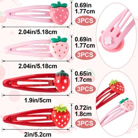 PAGOW 12 Pcs Strawberry Hair Clips, Y2K Red Cute Hair Barrettes, Fruit Cutecore Hair Accessories, Decorative Metal Snap Hair Clips for Women (Strawberry-Pink, Red, 4 Styles)