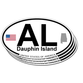US Decal, Inc. Dauphin Island, Alabama Oval Sticker - 4 Pack