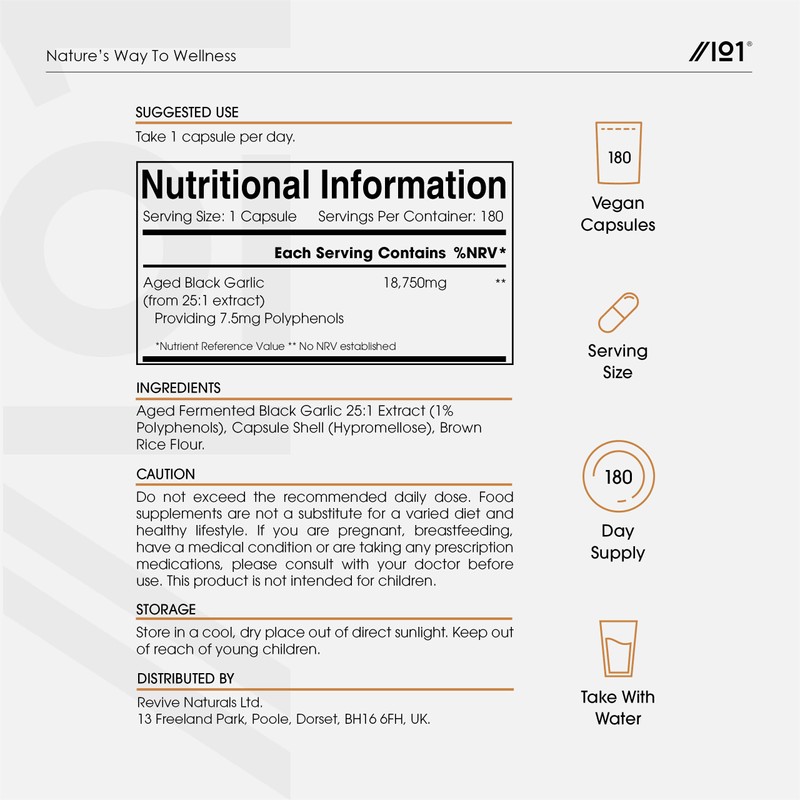 Black Garlic Extract 18,750mg - Fermented & Aged - Standardised
