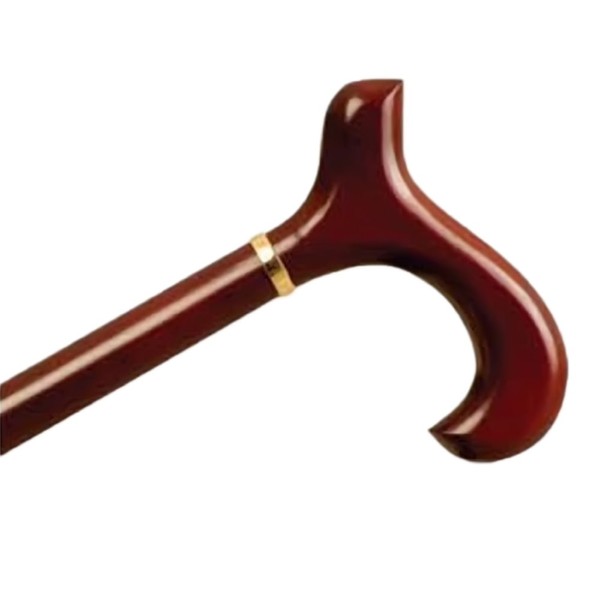 AlexOrthopedic Mobility Support Ladies Wood Cane with Derby Handle and Collar - Rosewood Stain