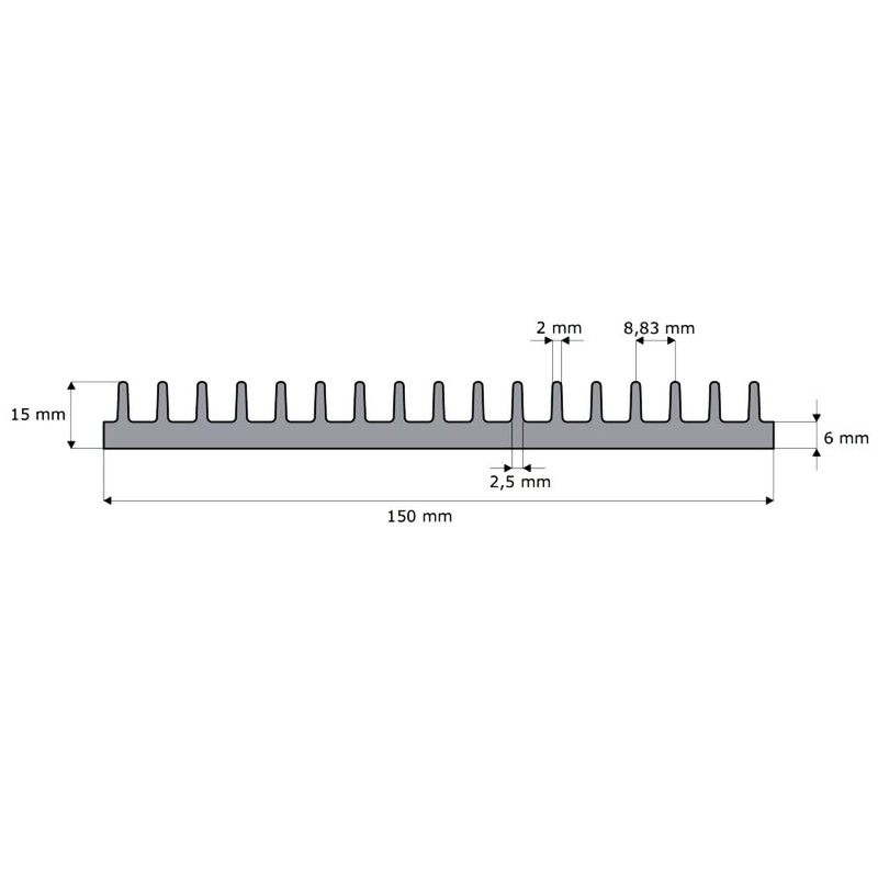 WITTKOWARE Electronic Ribbed Heatsink, 150 x 100 x 15 mm,