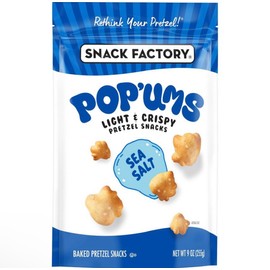 Snack Factory 🔵 New Snack Factory Pop'ums Sea Salt Light Crispy Pretzel Baked Crunchy Bag 9oz