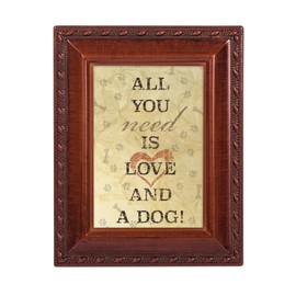 Cottage Garden All You Need is Love and A Dog 2 x 3 Woodgrain Finish Rope Magnetic Tiny Photo Frame