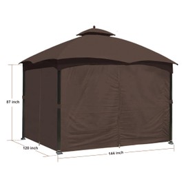 SCOCANOPY Brown 10' x 12' Gazebo Privacy Curtain Set Fit for Lowe's Allen Roth 10X12 Gazebo Model #GF-12S004B-1 / GF-12S004BTO/ TPGAZ17-002/TPGAZ2303