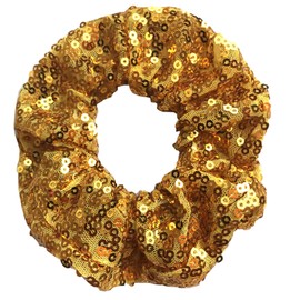 4 Pcs Sparkle Sequin Hair Scrunchie Hair Bobbles Metallic Elastics Ponytail Holders Hair Wrist Ties Bands Cloth Scrunchies for Show Gym Dance Party Club Girl Women (Gold)