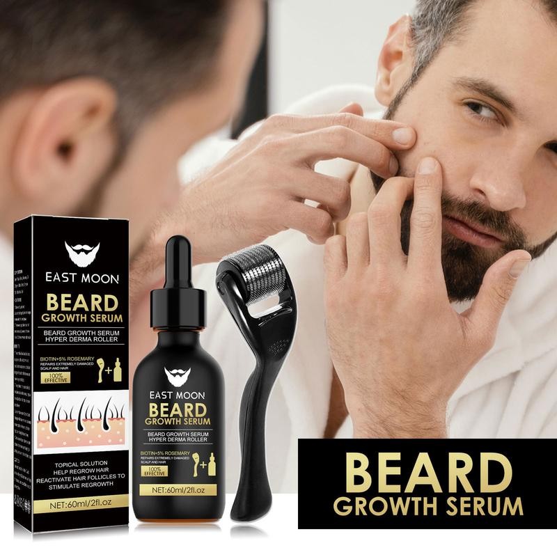 Beard Growth Serum&Beard Massage Derma Roller,Beard Care Nutritional Oil, Making