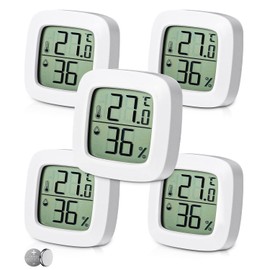 Jissta Pack of 5 Indoor Thermometer Humidity Meter Thermometer Humidity Meter Monitor with Temperature Meter Sensor Mini Digital Temperature Meter Moisture Meter for Greenhouse Home