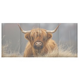 Sletend Highland Cow Cattle Acrylic Pencil Pen Holder Desk Accessories Holder, Cosmetic Brush Organizer Modern Design Desktop Stationery Organizer for Office School and Home 7.87 x 2.48 x 3.54 In