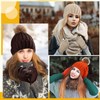 Handepo 24 Pcs Women Knit Glove Hat Bulk Windproof Fleece