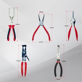 JANNO 5PCS Electrical Disconnect Tool Push Tab Style Plug Remover, 9" Fuel Line Connector Pliers 7" Fuel Filter Caliper, Hose Remover and Hose Clamp Clip for Automotive Maintenance