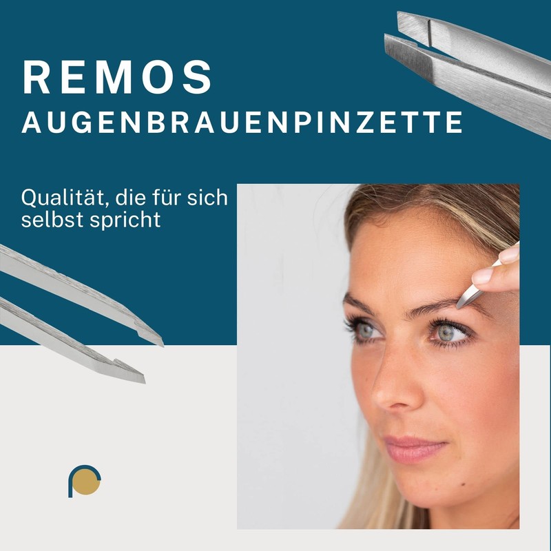 Remos Professional Tweezers with Extra Fine Tips for Plucking Eyebrows