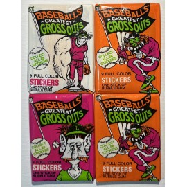 1 Unopened Wax Pack 1988 Leaf Baseballs Greatest Grossouts 9 Sticker Card Pack