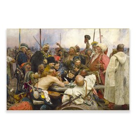 Reply Of The Zaporozhian Cossacks To Sultan Mehmed Iv By Ilya Repin Poster - Famous Oil Paintings Reproduction - Historical Paintings Wall Decor Aesthetic Posters Unframed (The Zaporozhian