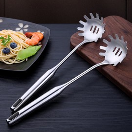 34 cm Stainless Steel Spaghetti Pasta Tongs, Stainless Steel Spaghetti Server, Pasta Spoon Server Fork, Heat Resistant Serving Tongs Spoon for Pasta, Pasta, Baking, Cooking