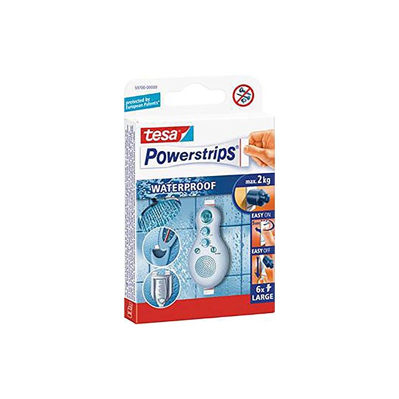 tesa Powerstrips Waterproof Large White