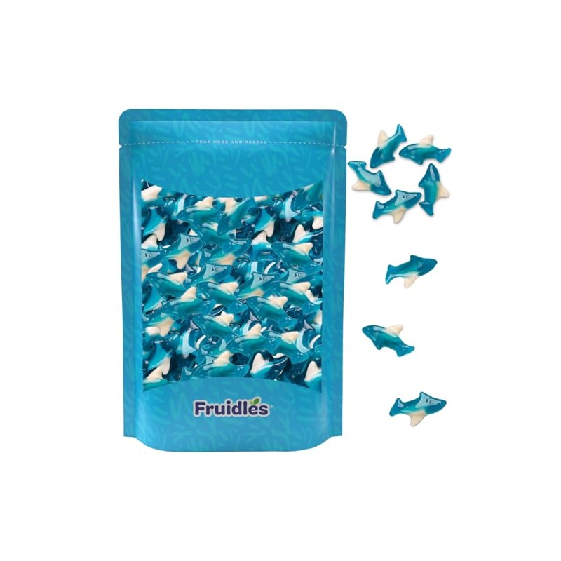 Fruidles Blue Shark Gummi Candy, Assorted Fruit Flavors Gummies, Allergy