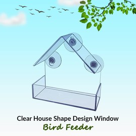 1Above Acrylic Clear House Shape Design Window Bird Feeder Clear Perspex Hanging Bird Feeder with Suction Cup for Small Birds (1)