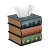 Hoowen Antique Wooden Book Tissue Holder, Decorative Square Tissue Cover