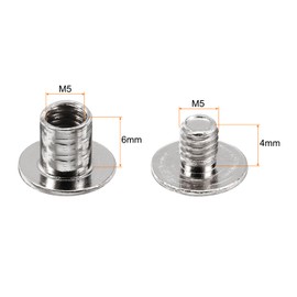 sourcing map 50 Sets Chicago Screws Leather Rivets, M5 3/16-Inch Belt Binding Metal Screws for Leathercraft, Bag, Shoes, Purse, Bookbinding, Silver, M5x6mm