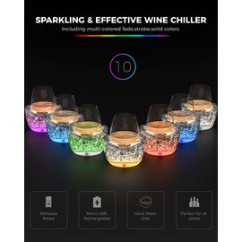 Wine Chiller for Glass Stemless Wine Glass Chiller Keeps Your Glasses of Vino Cold 10 Color Light Modes Separable Wine Essentials Accessories (White)