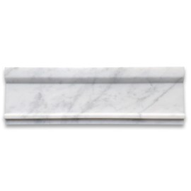 Stone Center Online Carrara White Marble 4x12 Plaza Trim Molding Honed Kitchen Bath Wall Floor Backsplash Shower (1 Piece)