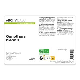 ORGANIC - EVENING PRIMROSE Oil - 100mL - 100% Pure, Natural, Cold Pressed And AB Certified - AROMA LABS (French Brand)