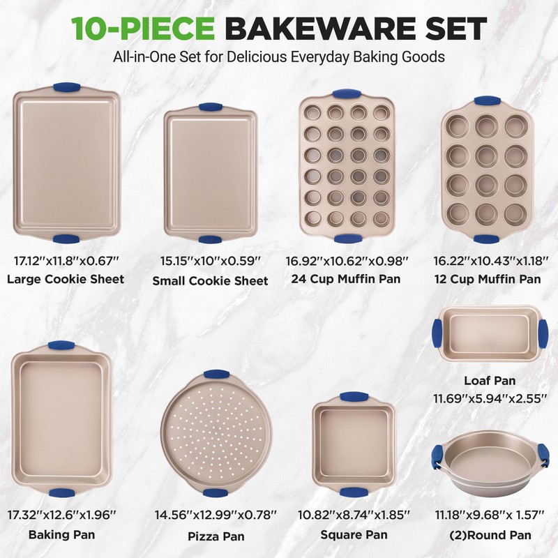 NutriChef 10-Piece Nonstick Bakeware Set - Premium Carbon Steel Baking