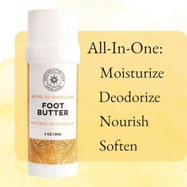 NATURE'S APOTHECARY Di NO a los pies agrietados - Mantequilla para pies de 3 onzas | Hidrata, protege y desodoriza los pies de forma natural, tubo de 