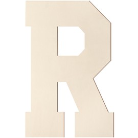 Wooden Letters 12 Inch, Large Wooden Letter R Shape Cutout Big Unfinished Vintage Sports Varsity Style Wood Alphabet Letters for Wall Decor Nursery Name Painting Crafts Party Room Home Decoration