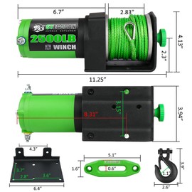 STEGODON 2500 lb. ATV/UTV Electric Winch, 12V Waterproof Synthetic Rope Winch,Electric Winch with Wired Remote and Wireless Remote for ATV UTV Towing,Boat,Off-Road