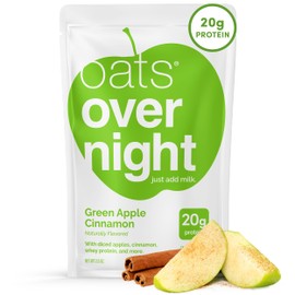 Oats Overnight Green Apple Cinnamon - Overnight Oats with 20g Protein, High Fiber Breakfast Protein Shake - Gluten Free Oatmeal, Non GMO High Protein Oatmeal (2.6 oz per Meal) (24 Pack)