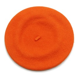 Umeepar Wool French Beret Hat Solid Color Winter Hat for Women (Orange)