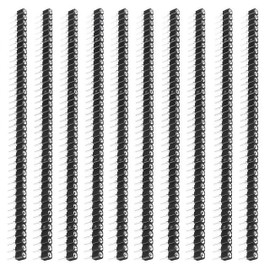 RuiChy Round Female Pin Header Kit, 10 Pack 2.54mm 40Pin Female Pins Straight Single Row Socket Connector for Arduino Prototype Shield, Electronic Component Raw Materials(0.1 Inch)