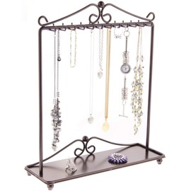 Angelynn's Sturdy Long Necklace Holder Organizer Tall Tabletop Pendant Display Stand, Freestanding Large Capacity Jewelry Tree, Calla Rubbed Bronze 13 1/2" Wide x 15 3/4" Tall