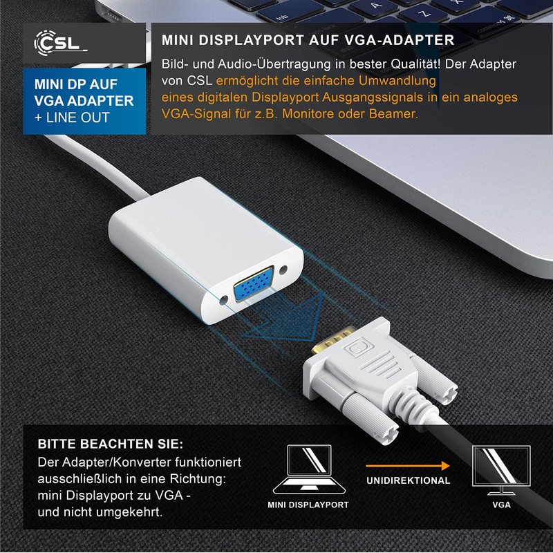 CSL - Full HD Mini DisplayPort to VGA Adapter with