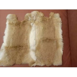 Unbranded 2X Real Rabbit Skin Pelt Hide Tanned Rabbit Fur Leather Craft Natural Fawn Color
