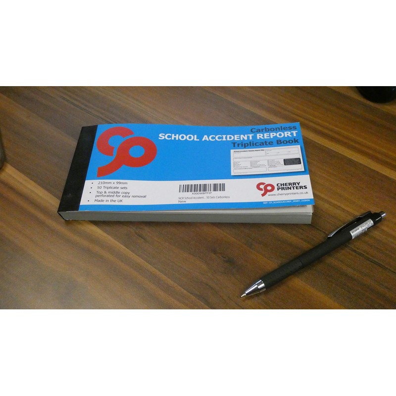 NCR School Accident Report Triplicate Book 99 x 210mm 50