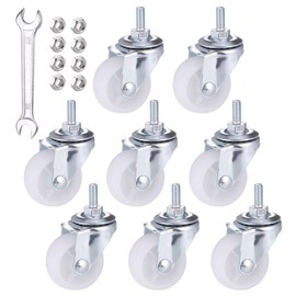 Zocipro 8Pcs Swivel Castor Wheels with nuts and a spanner, PU Rubber Heavy Duty Caster Wheels for DIY, Trolley Furniture Trolley Wheels with Double Ball Bearings Swivel Head (Height 50mm/1.5inch)